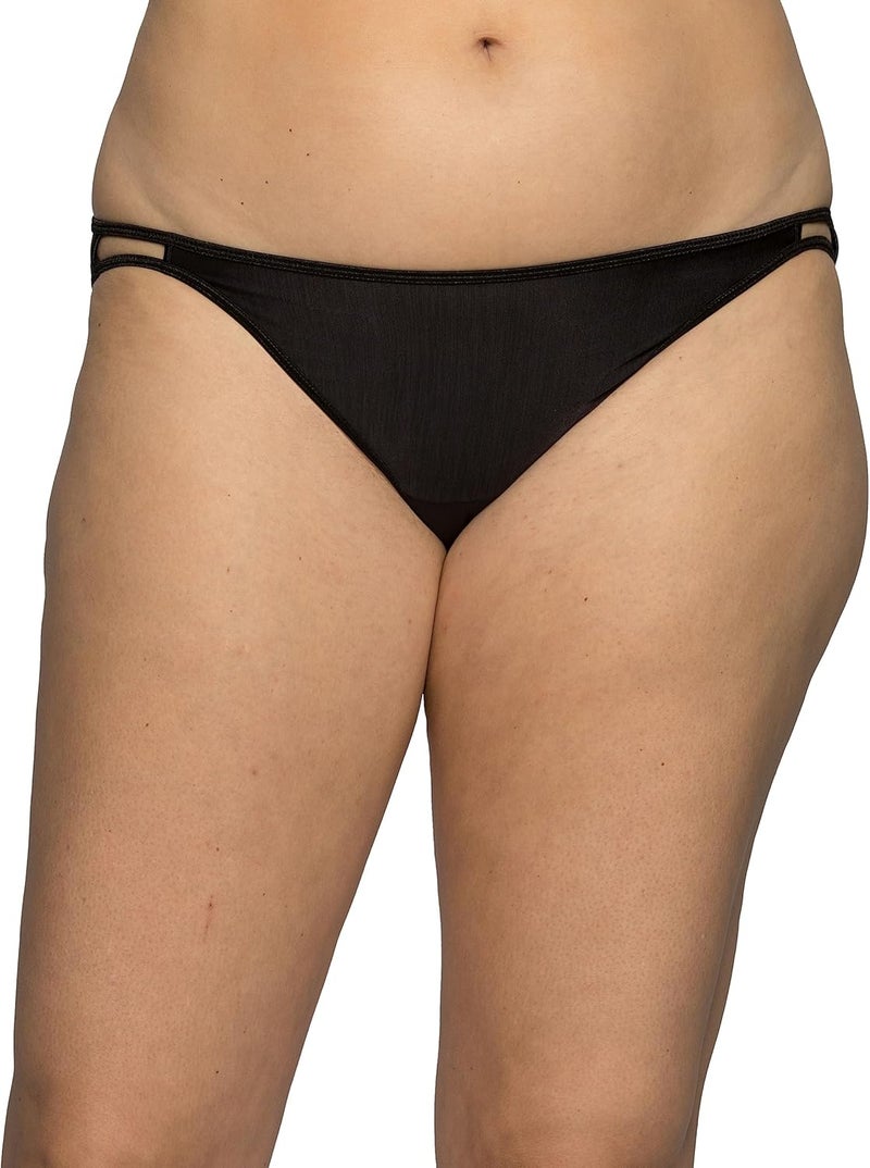 Vanity Fair Women's Illumination String Bikini Panties in Midnight Black - Silky Stretch with Satin Trim - Image 1
